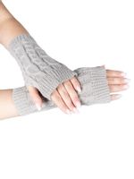 Rękawiczki damskie mitenki warkocz szare długie Uniwersalny YOCLUB