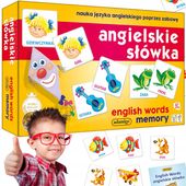 MEMORY ANGIELSKIE SŁÓWKA Adamigo GRA NAUKA ANGIELSKIEGO + Ołówek dla dzieci