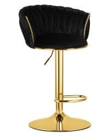 Hoker welurowy MIG czarny obrotowy regulowany złota podstawa