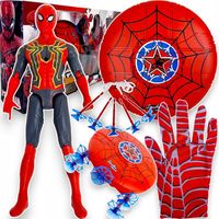 SPIDERMAN FIGURKA RĘKAWICA WYRZUTNIA STRZAŁKI TARCZA MEGA ZESTAW 5w1