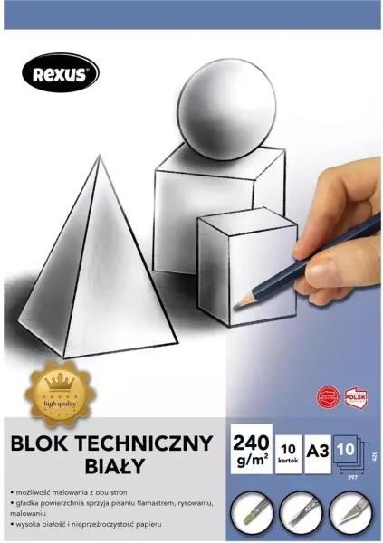 Blok Techniczny A3/10K Biały Premium zdjęcie 1