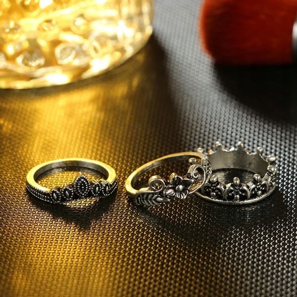 Srebrny ZESTAW PIERŚCIONKÓW RETRO PUNK BOHO 09 zdjęcie 8