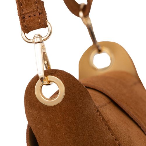 VERA PELLE torebka damska zamszowa mała listonoszka z paskiem V702 camel na Arena.pl