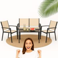 KOMPLET MEBLI OGRODOWYCH ZESTAW MEBLE 4 ELEMENTY KANAPA KRZESŁO STOLIK BEŻ