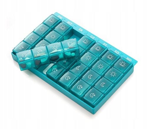 POJEMNIK ORGANIZER KASETKA PUDEŁKO NA LEKI 7 DNI 4 PORY VITAMMY PILLA 7x4 na Arena.pl