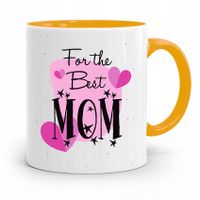 Kubek Żółty Prezent Dla Mamy For The Best Mom Z Nadrukiem Ze Zdjęciem