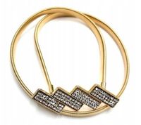 Pasek damski sprężynka złoty 4 prostokąty cyrkonie