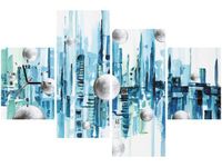 120CM 80CM ZEGAR 4 ELEM MIASTO ZE SNU OBRAZ ŚCIENNY