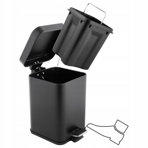 Kosz na śmieci 3L łazienkowy do WC łazienki toalety WOLNY OPAD czarny na Arena.pl