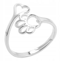 Srebrny DAMSKI PIERŚCIONEK REGULOWANY Uniwersalny ŁAPKA SERCE Prezent