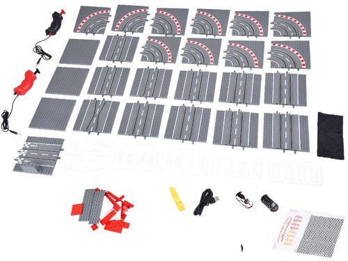 ZESTAW  WYŚCIGOWY TOR Z KLOCKÓW 2 AUTA NA PILOTA na Arena.pl
