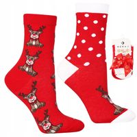 Skarpetki Świąteczne Bawełniane 2-PARY SKARPETY NA PREZENT MORAJ 38-41