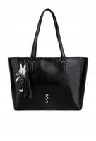 Femestage duża torebka shopper czarny lakier brelok BAG3520-M20