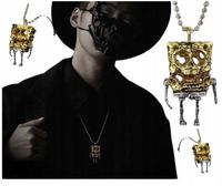 NASZYJNIK WISIOREK SPONGEBOB ZŁOTY SZKIELET MROCZNY GOTYK HANDMADE