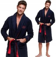 Szlafrok Henderson GOT Komfortowy, Granat z Czerwoną Lamówką 36375-59X