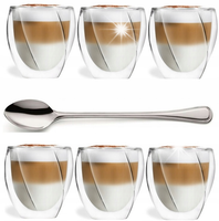 VIALLI 6 SZKLANKI TERMICZNE ZESTAW KAWY LATTE HERBATA WODY CRISTALLO 250 ml