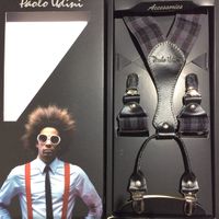 Szara-Bordowo-Czarna kratka - szelki do spodni Orginalne Top-Gal