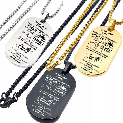 Nieśmiertelnik ze stali z Dedykacją dla Syna Prezent Personalizowany na Arena.pl