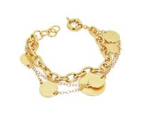 bransoletka z kilku łańcuszków z monetami