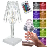 Lampka nocna stołowa kryształ LED RGB USB pilot Verk Group