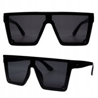 Okulary Duże Proste Glam Czarne UV 400 Oversize