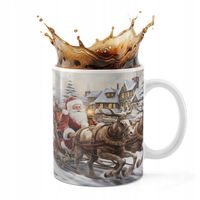 KUBEK CERAMICZNY 330ML DRUK - ŚWIĄTECZNE WZORY MIKOŁAJ RENIFER PREZENT