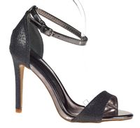 Sandały na szpilce 10,5 cm. piętka pasek czarne Rozmiar obuwia - 39