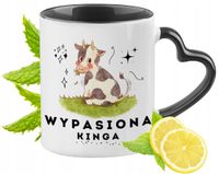 Dla Kingi Kubek Czarny Z Uszkiem W Kształcie Serca Na Prezent Z Nadrukiem