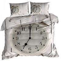 Pościel 3D bawełna satyna 200x220cm BIAŁY ZEGAR