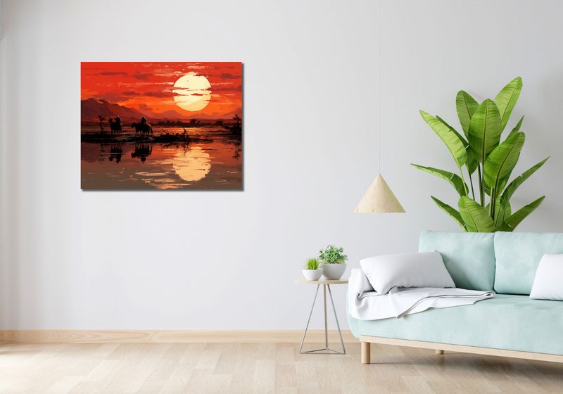 Obraz 90x70cm Zachód Słońca na Prerii zdjęcie 2