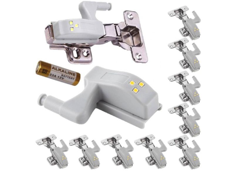 10x lampka do szafki zawias drzwi 3led + bateria zdjęcie 1