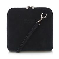 VERA PELLE torebka damska zamszowa listonoszka z paskiem V452 czarna