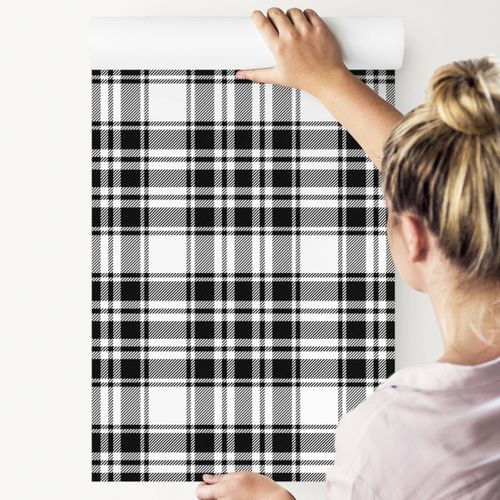 Tapeta Czarno - Biała Szkocka Krata na Arena.pl