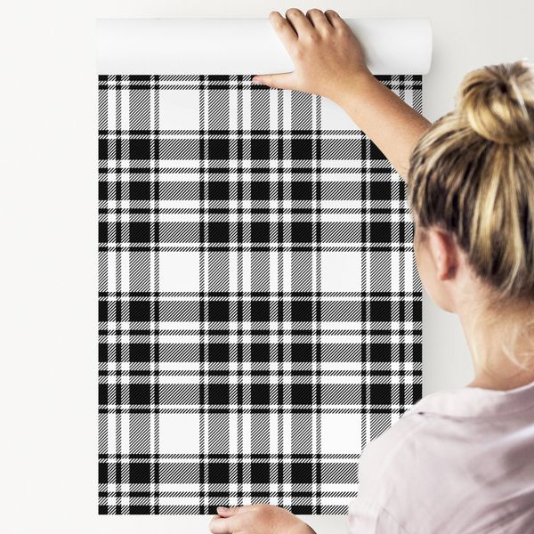 Tapeta Czarno - Biała Szkocka Krata zdjęcie 4
