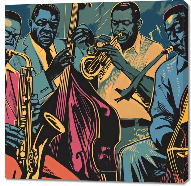 Obraz 100x100cm Jazzmani w Gazie zdjęcie 1