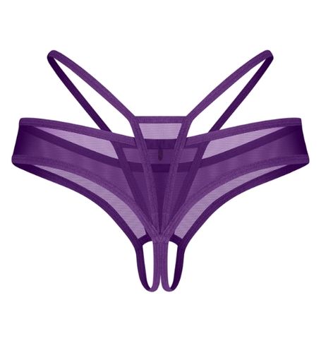 Fioletowe stringi z otwartym krokiem S/M na Arena.pl