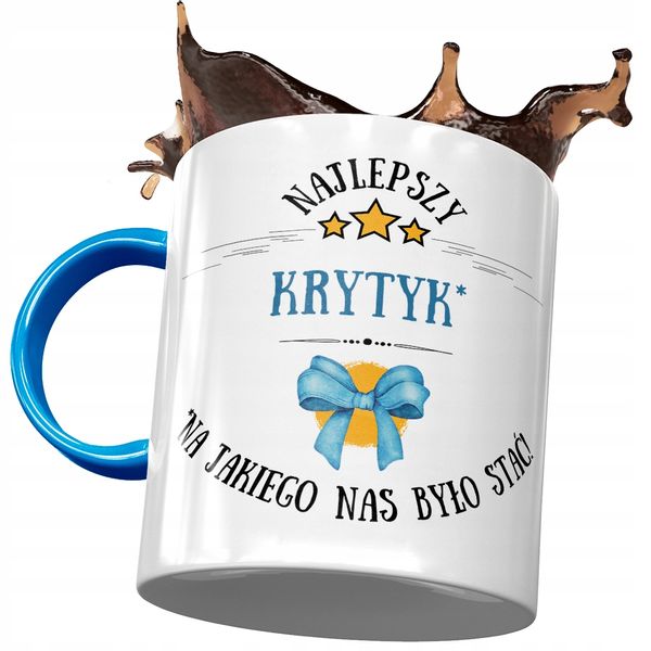Kubek Błękitny Dla Krytyka Najlepszy Krytyk Z Nadrukiem Ze Zdjęciem zdjęcie 1