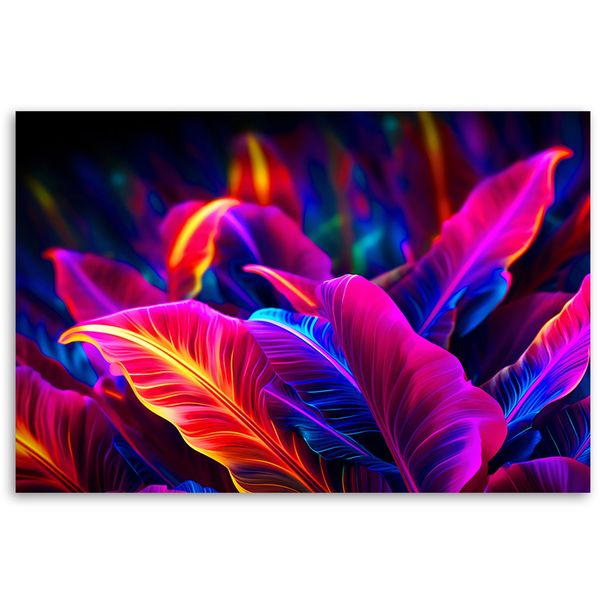 Obraz na płótnie,  Neonowe liście 60x40 zdjęcie 2
