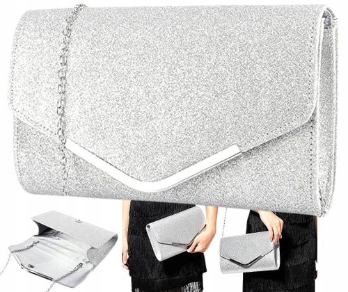 Wieczorowa Srebrna Torebka Kopertówka Wizytowa na Arena.pl
