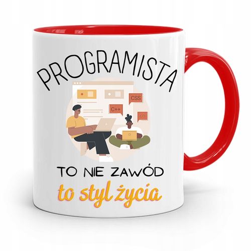 Kubek Czerwony Informatyka Programisty Prezent Z Nadrukiem Ze Zdjęciem na Arena.pl