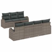 Zestaw Sof na Ogród 8 pcs Szary 55 x 55 x 37 cm polirattan
