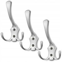 3x WIESZAK NA UBRANIA WIESZAK MEBLOWY CHROM MATOWY HACZYK ŚCIENNY