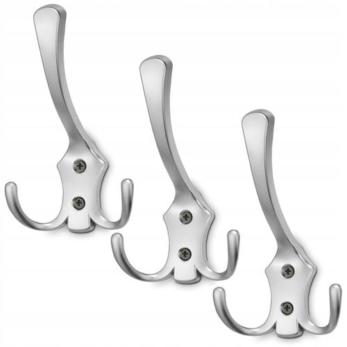 3x WIESZAK NA UBRANIA WIESZAK MEBLOWY CHROM MATOWY HACZYK ŚCIENNY na Arena.pl