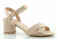 Sandały zamszowe na słupku 6 cm. z paskiem różowe Rozmiar obuwia - 38