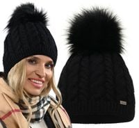 Czapka damska zimowa Ciepła dwuwarstwowa z polarem Pompon POLSKA Produkcja