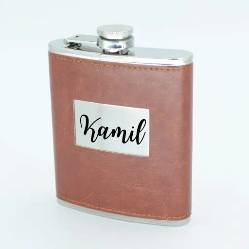 PIERSIÓWKA STAL NIERDZEWNA Z SKÓRZANYM OBSZYCIEM + GRAWER INICJAŁY URODZINY zdjęcie 4