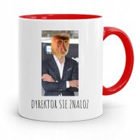 Kubek Czerwony Nosacz Janusz Dyrektor Sie Znaloz Z Nadrukiem Ze Zdjęciem
