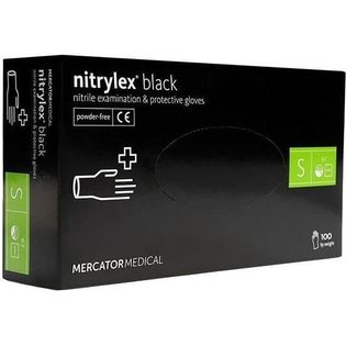 Rękawice nitrylowe S MERCATOR nitrylex black 100szt. Mercator Medical S.A. 9-0054
