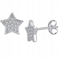 Piękne kolczyki srebrne dla dziewczynki sztyfty wkrętki rodowane gwiazdki