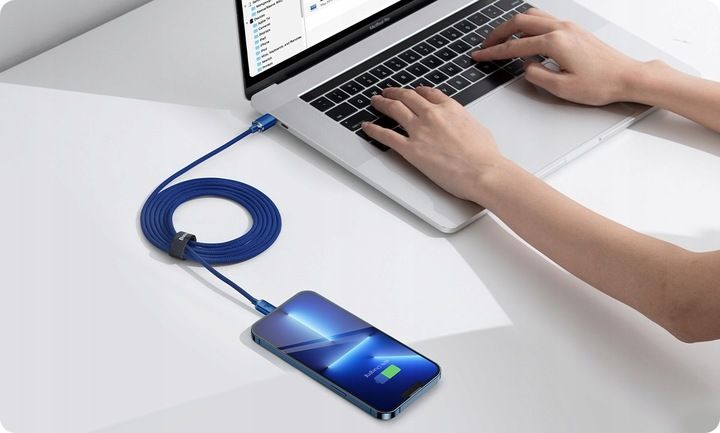 WZMACNIANY KABEL PRZEWÓD BASEUS USB DO IPHONE PD 2M SZYBKIE ŁADOWANIE 20W zdjęcie 11